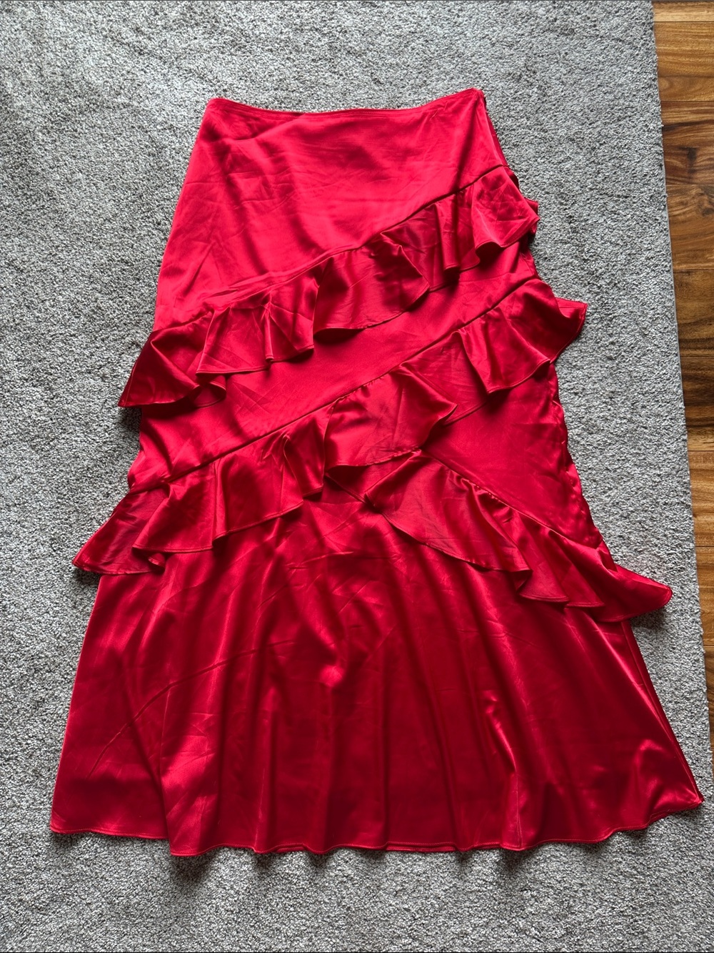 Forever 21 Red Ruffle Maxi Skirt